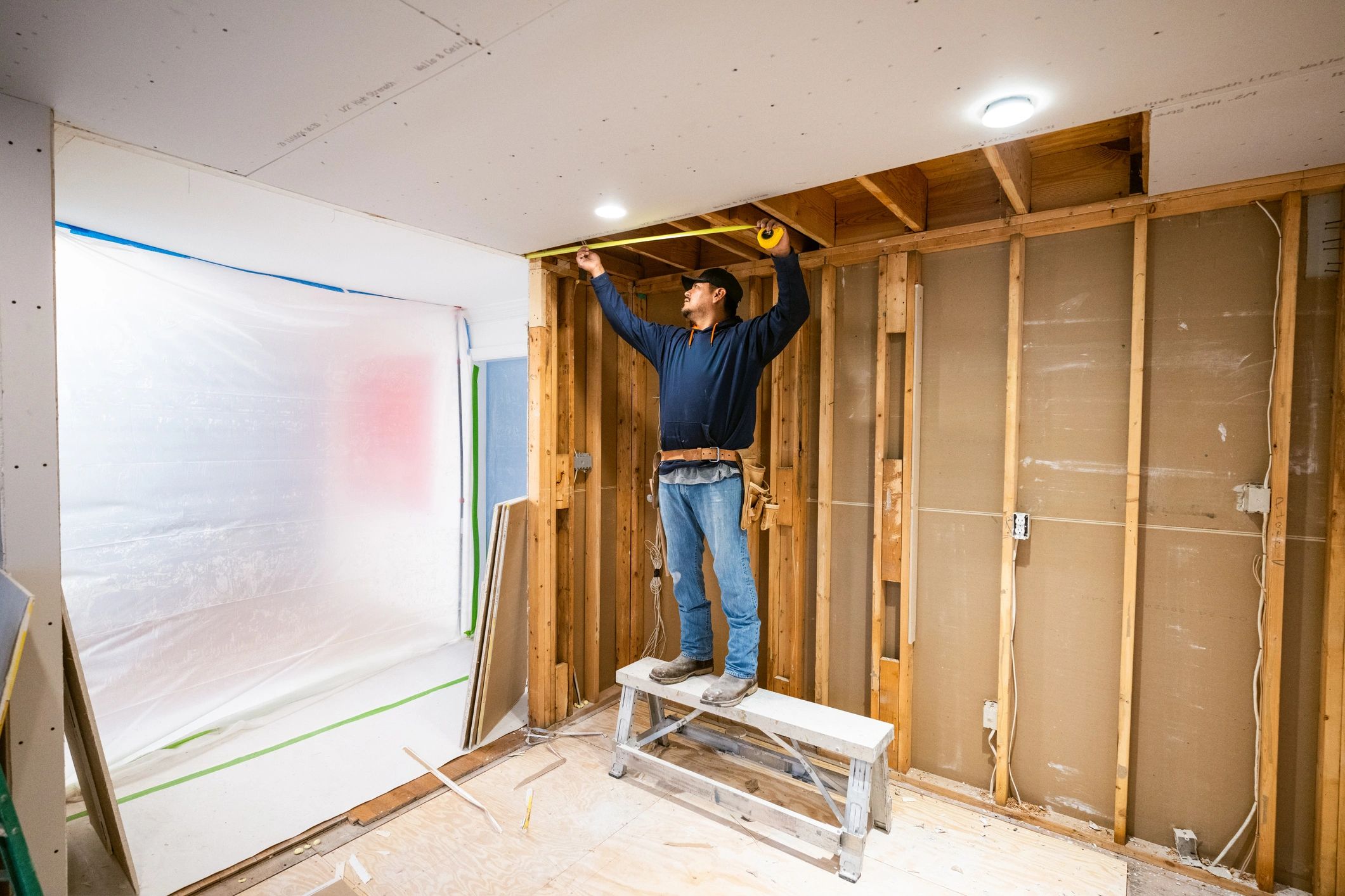 Contractors completing a kitchen renovation